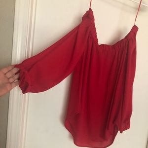 Red off the shoulder top